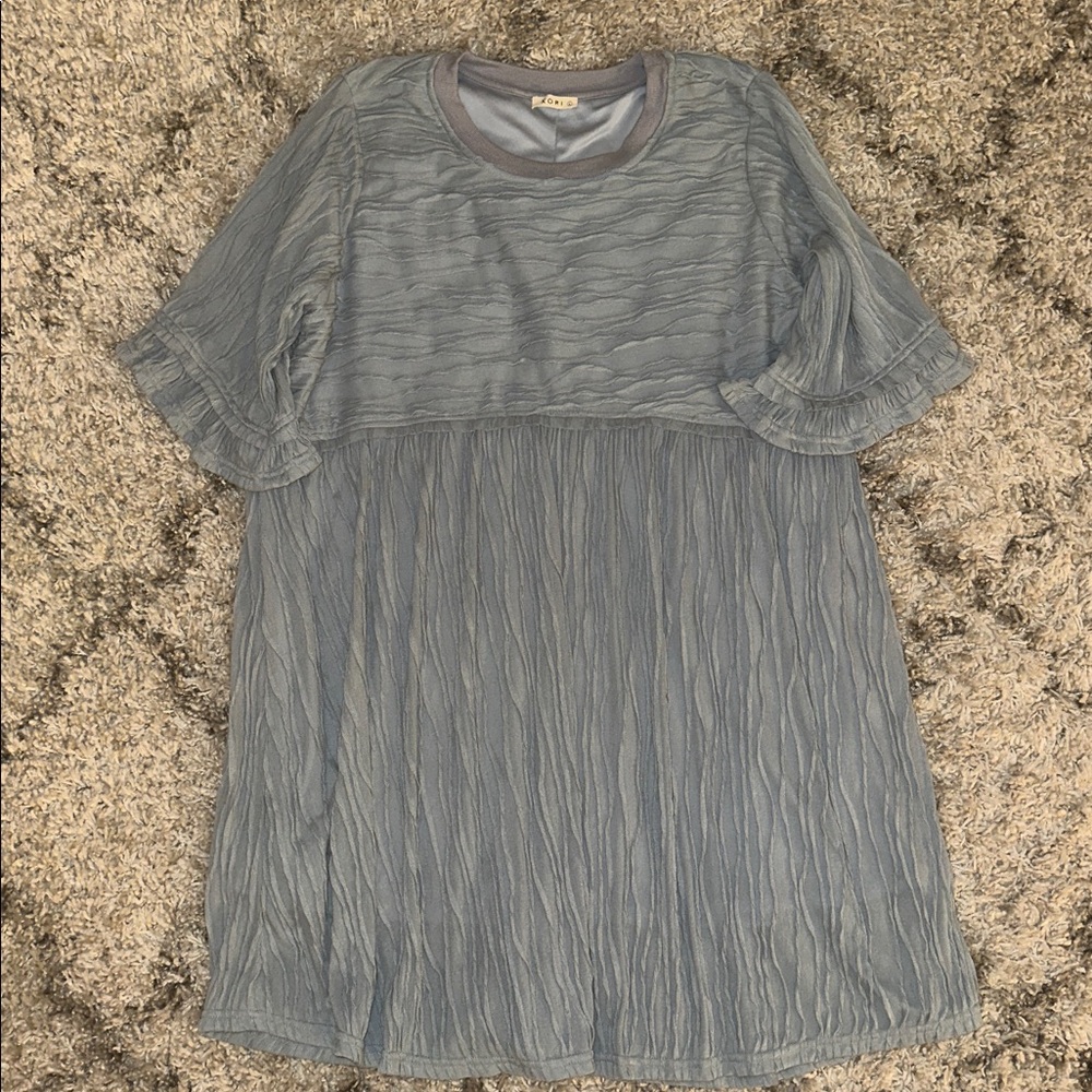 Kori Light Blue Comfortable Textured Dress  |  Large